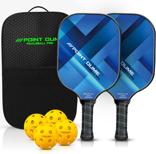 Pickleball Blue Set of 2 Paddles 4 Pickleballs and Carry Case