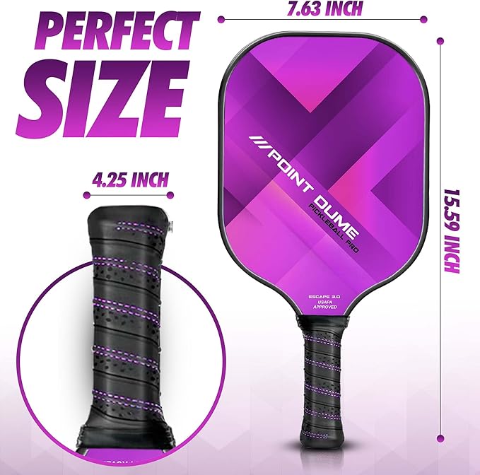 Pickleball Purple Single Paddle Carbon Fiber Pickleball Paddle Premium Pickleball Paddle