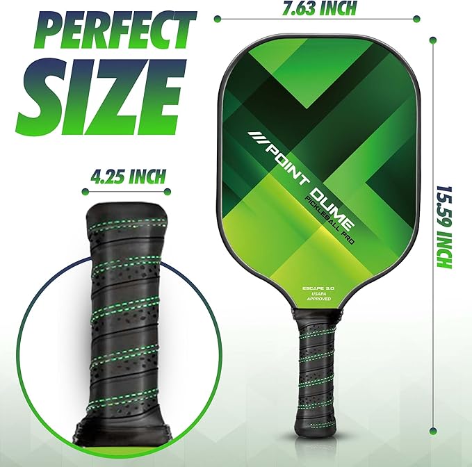 Pickleball Green Single Paddle Carbon Fiber Pickleball Paddle Premium Pickleball Paddle