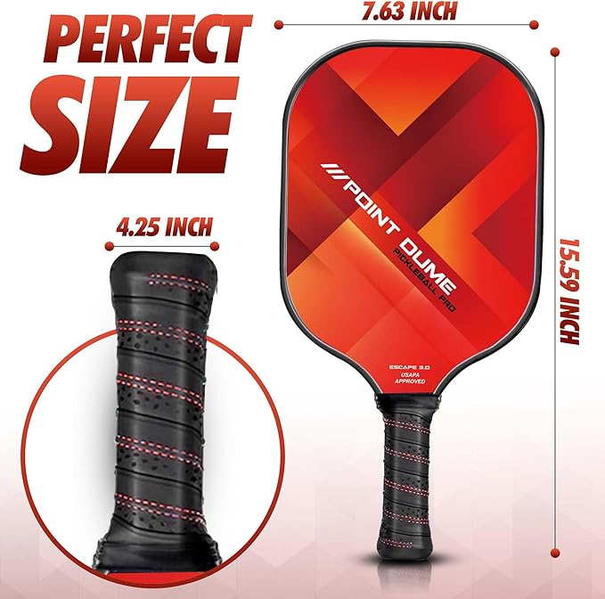 Pickleball Red Single Paddle Carbon Fiber Pickleball Paddle Premium Pickleball Paddle