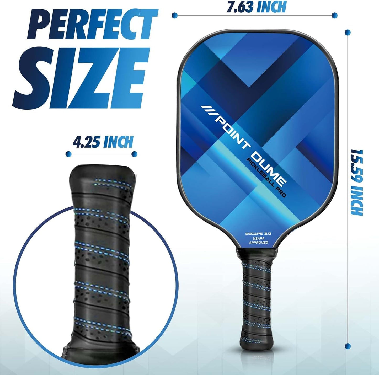 Pickleball Blue Single Paddle Carbon Fiber Pickleball Paddle Premium Pickleball Paddle